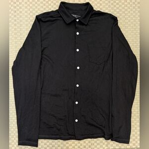 Woolly 100% Merino Wool Long Sleeve Button Up Shirt Black Men's Size Medium